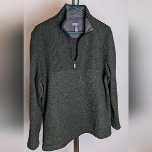 Van Heusen Flex, 1/4 zip fleece Sweater, Men's, Dark Forest Green, Medium